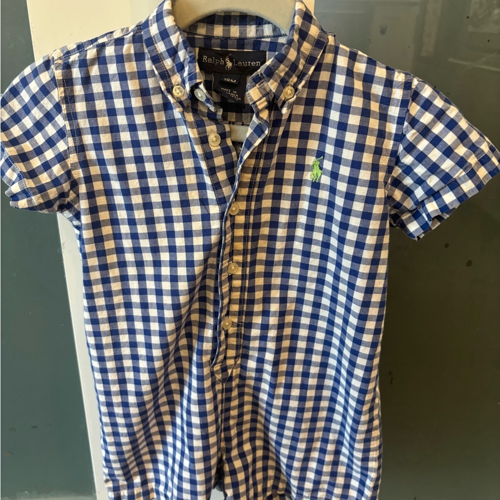 Ralph Lauren Blue and White Plaid Shirt